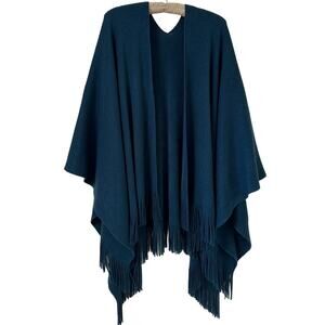 Beautiful, Teal Blue Long Fringed Shawl No Tags Large, X Large